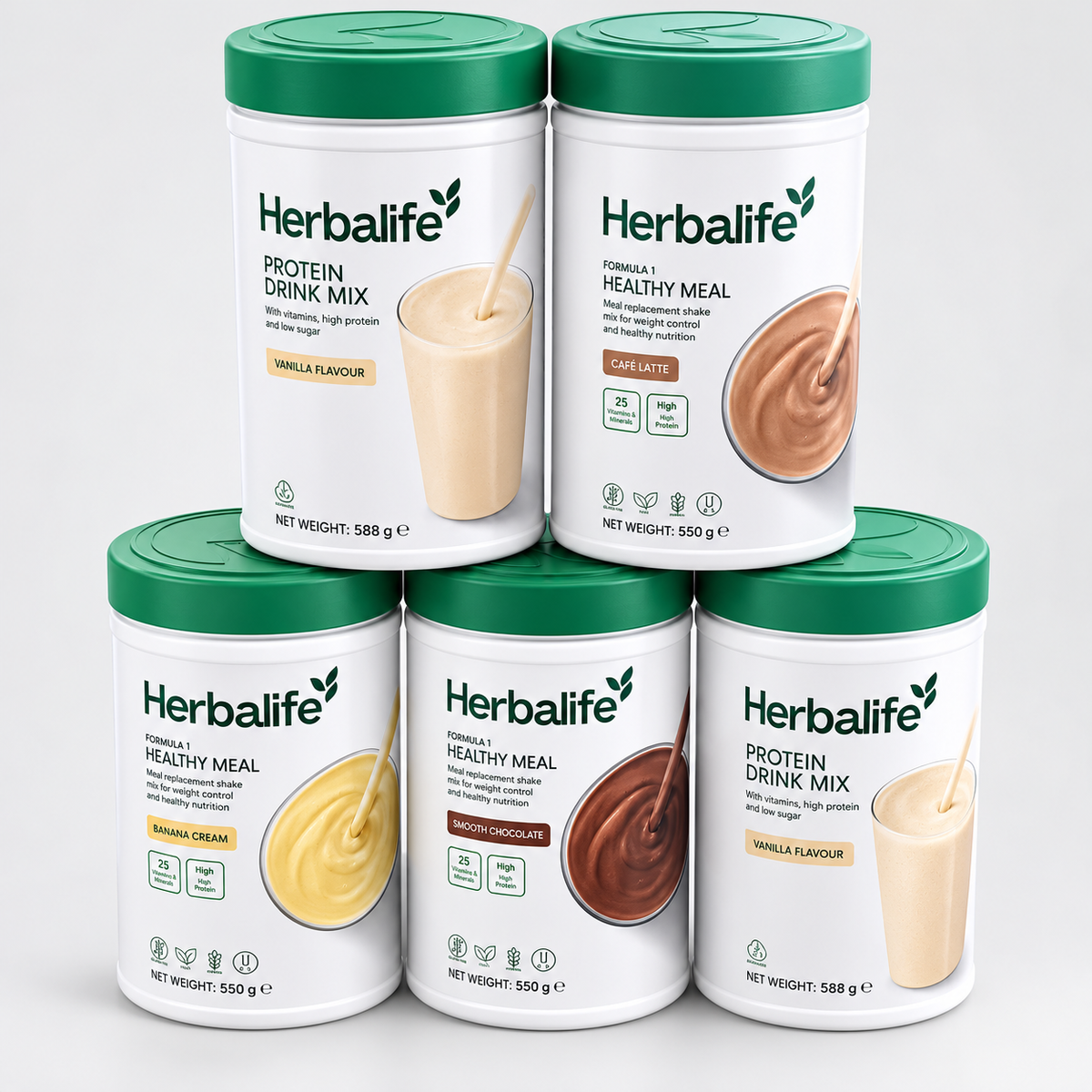 3 x Herbalife Formula 1 & 2 x Protein Drink Mix Bundle